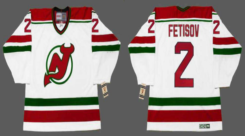 2019 Men New Jersey Devils 2 Fetisov white CCM NHL jerseys